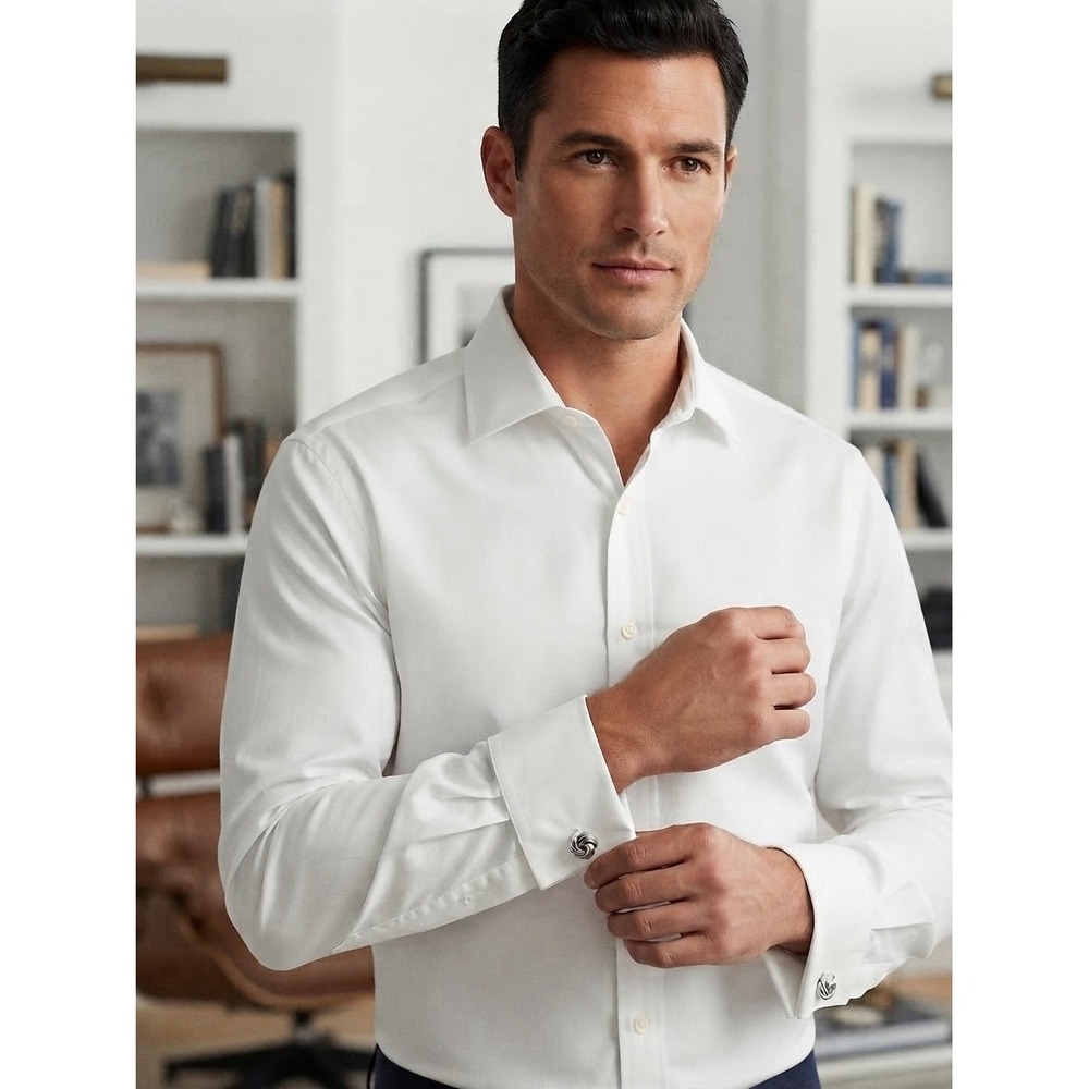 Lauren Ralph Lauren Dress Shirt 16.5 34/35 White Slim Fit Stretch French Cuff